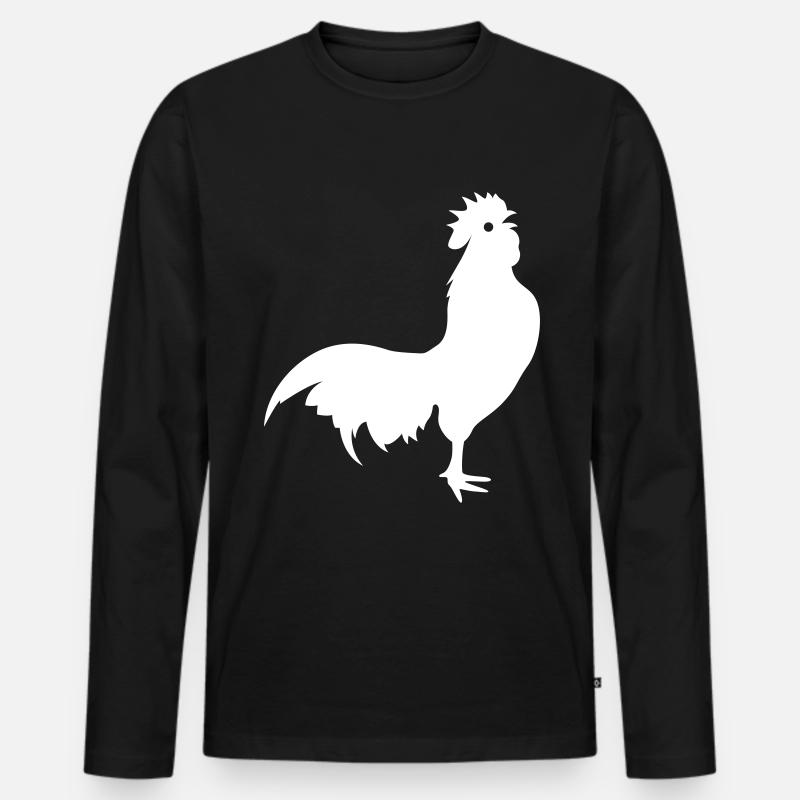 Hahn Tier silhouette - Männer Premium Bio Langarmshirt - Schwarz