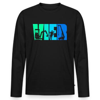 4. Geburtstag Junge 4 Jahre alt Bagger Baustelle - Männer Premium Bio Langarmshirt - Schwarz - Vorne - Nico (187cm)