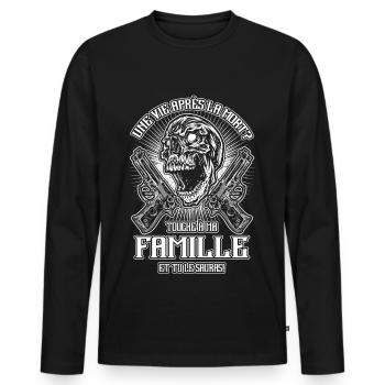 Don't touch my family - FR - Men's Premium Organic Long Sleeve Shirt - black - Front - Nico (187cm)