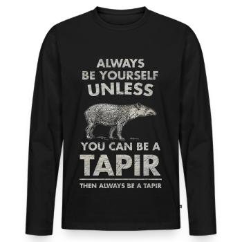 Tapir animal trunk zoo animal vintage gift - Men's Premium Organic Long Sleeve Shirt - black - Front - Nico (187cm)