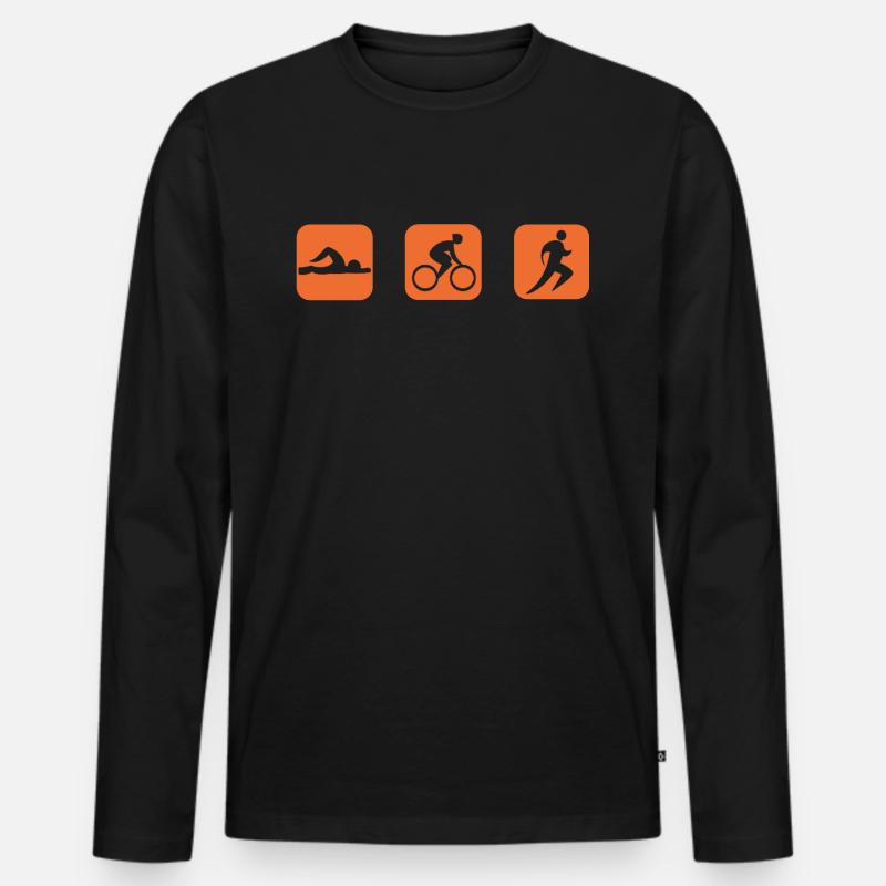 Triathlon Sport - Männer Premium Bio Langarmshirt - Schwarz