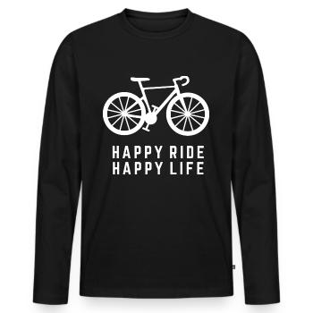Happy Ride with Bicycle Bicycle Sayings - Men's Premium Organic Long Sleeve Shirt - black - Front - Nico (187cm)