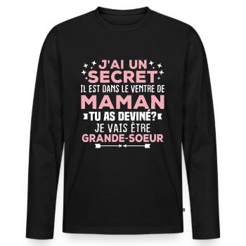 Tu as deviné je vais être grande soeur Humour - T-shirt manches longues Premium bio Homme - noir - Devant - Nico (187cm)