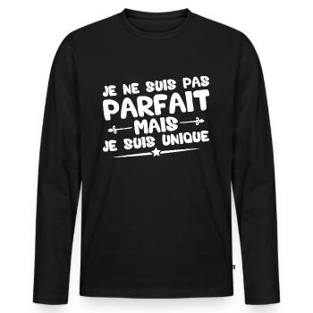 Je ne suis pas parfait mais je suis unique - T-shirt manches longues Premium bio Homme - noir - Devant - Nico (187cm)