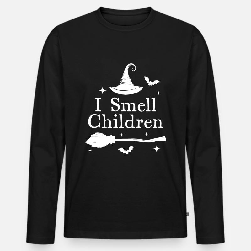Ich rieche Kinder - Männer Premium Bio Langarmshirt - Schwarz