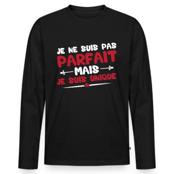 Je ne suis pas parfait mais je suis unique - T-shirt manches longues Premium bio Homme - noir - Devant - Nico (187cm)