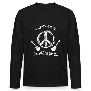 Funny Rock'n Roll T-Shirt Peace Love and Rock and - Men's Premium Organic Long Sleeve Shirt - black - Front - Nico (187cm)