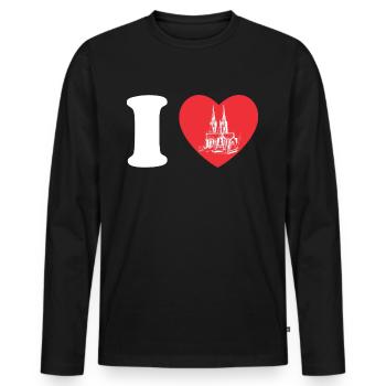 I love Köln Ich liebe Köln Cologne Germany - Men's Premium Organic Long Sleeve Shirt - black - Front - Nico (187cm)