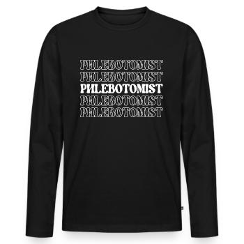 Phlébotomiste Tiroir à Sang Venipuncteur Sang - T-shirt manches longues Premium bio Homme - noir - Devant - Nico (187cm)
