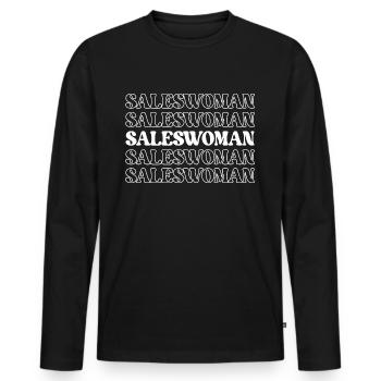Vendeuse Vendeuse Représentante des ventes - T-shirt manches longues Premium bio Homme - noir - Devant - Nico (187cm)