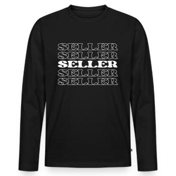 Vendeur Vendeur Vendeur Marchand Commerçant - T-shirt manches longues Premium bio Homme - noir - Devant - Nico (187cm)