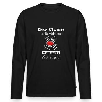 Der Clown Ist Die Wichtigste Mahlzeit Des Tages - Männer Premium Bio Langarmshirt - Schwarz - Vorne - Nico (187cm)