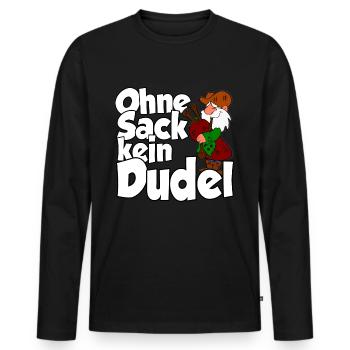 Ohne Sack kein Dudel - Männer Premium Bio Langarmshirt - Schwarz - Vorne - Nico (187cm)
