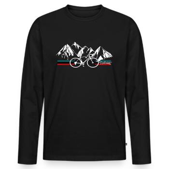 Rennrad Radsport Retro Berge - Männer Premium Bio Langarmshirt - Schwarz - Vorne - Nico (187cm)
