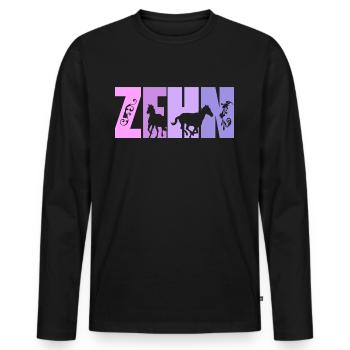 10. Geburtstag Mädchen 10 Jahre alt Pferde Pferd - Männer Premium Bio Langarmshirt - Schwarz - Vorne - Nico (187cm)