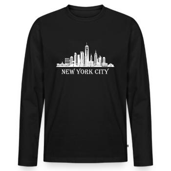New York City Skyline USA America - Männer Premium Bio Langarmshirt - Schwarz - Vorne - Nico (187cm)