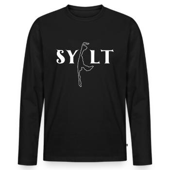 Die Insel Sylt - Männer Premium Bio Langarmshirt - Schwarz - Vorne - Nico (187cm)
