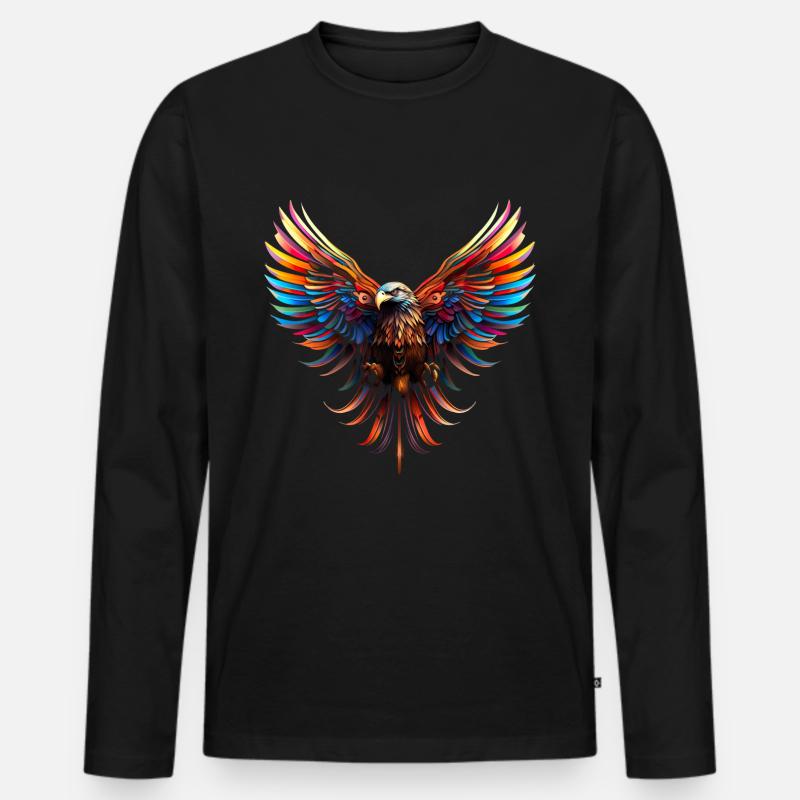 Adler Raubvogel Vogel Pop-Art Stil - Männer Premium Bio Langarmshirt - Schwarz
