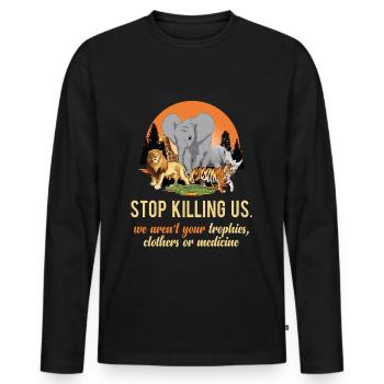 Tierschutz T-Shirt für Tiere - Männer Premium Bio Langarmshirt - Schwarz - Vorne - Nico (187cm)