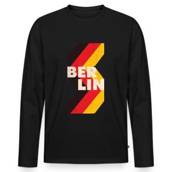 Berlin Germany , Deutschland - Männer Premium Bio Langarmshirt - Schwarz - Vorne - Nico (187cm)