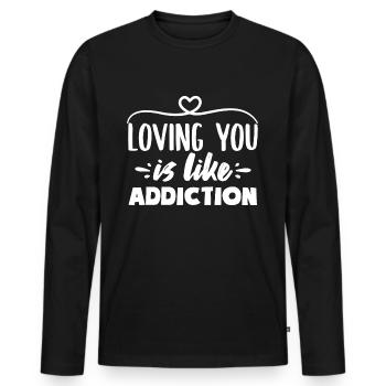 T’aimer, c’est comme Addiction Love Quotes - T-shirt manches longues Premium bio Homme - noir - Devant - Nico (187cm)