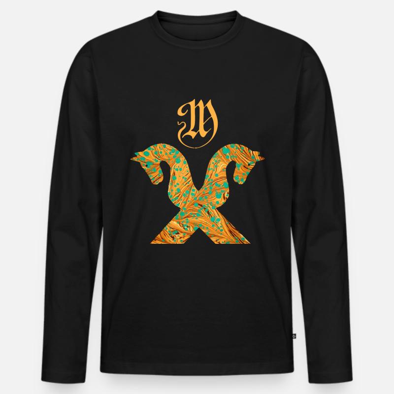 pferdegiebel e 95 m - Männer Premium Bio Langarmshirt - Schwarz