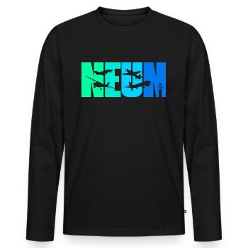 9. Geburtstag Junge 9 Jahre Flugzeug Flugzeuge - Männer Premium Bio Langarmshirt - Schwarz - Vorne - Nico (187cm)