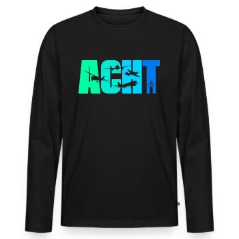 8. Geburtstag Junge 8 Jahre Flugzeug Flugzeuge - Männer Premium Bio Langarmshirt - Schwarz - Vorne - Nico (187cm)