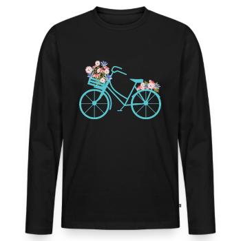 Vélo avec fleurs Fahrrad mit Blumen - T-shirt manches longues Premium bio Homme - noir - Devant - Nico (187cm)