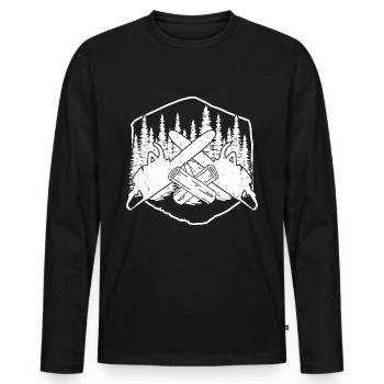 HOLZ SÄGE KETTENSÄGE GESCHENK WALD FÖRSTER BERUF - Männer Premium Bio Langarmshirt - Schwarz - Vorne - Nico (187cm)