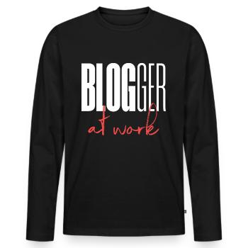 Blogueur Blog au travail - T-shirt manches longues Premium bio Homme - noir - Devant - Nico (187cm)