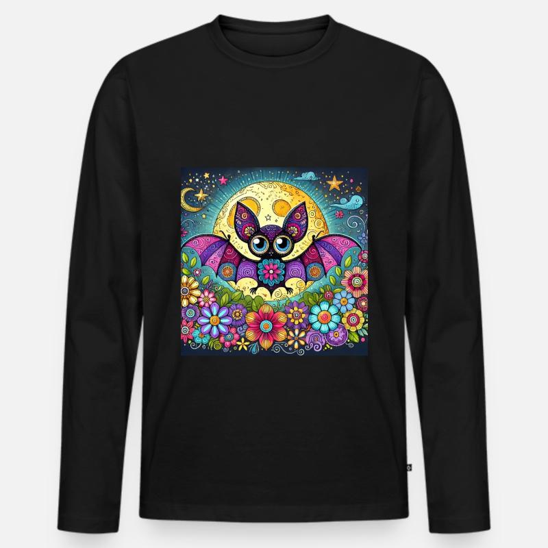 Fledermaus - Männer Premium Bio Langarmshirt - Schwarz