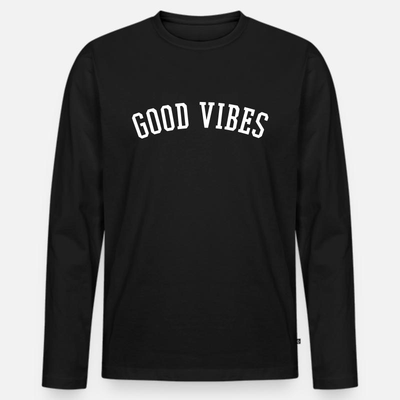 Good Vibes - Männer Premium Bio Langarmshirt - Schwarz