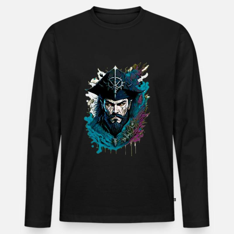 Dunkler Pirat - Männer Premium Bio Langarmshirt - Schwarz