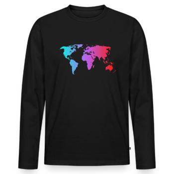 The colorful World Map eine bunte Welt Karte - Männer Premium Bio Langarmshirt - Schwarz - Vorne - Nico (187cm)