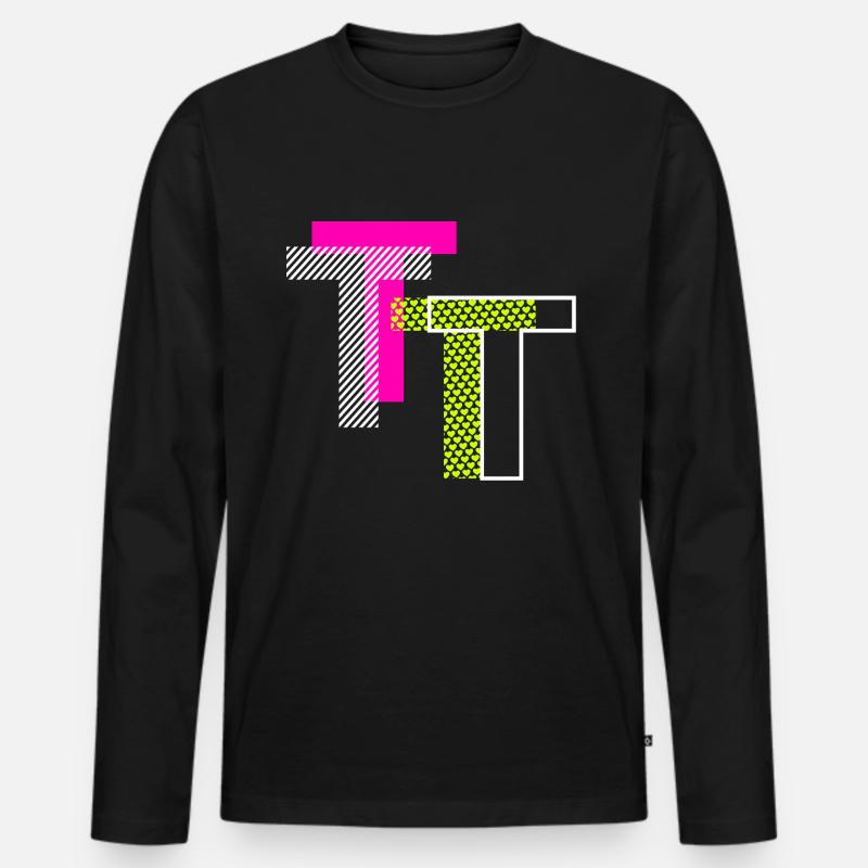 Buchstabe T - Männer Premium Bio Langarmshirt - Schwarz