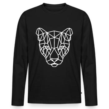 Tête Géométrique Jaguar - T-shirt manches longues Premium bio Homme - noir - Devant - Nico (187cm)