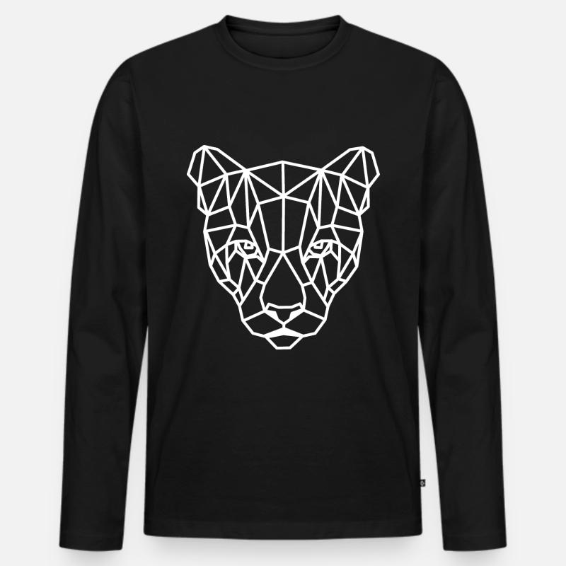 Kopf Geometrisch Jaguar - Männer Premium Bio Langarmshirt - Schwarz