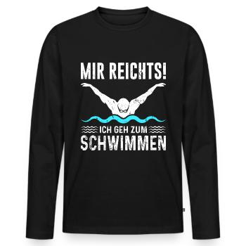 Mir Reichts Ich Geh Schwimmen - Männer Premium Bio Langarmshirt - Schwarz - Vorne - Nico (187cm)