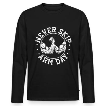 Lustiges Armdrücken - Männer Premium Bio Langarmshirt - Schwarz - Vorne - Nico (187cm)