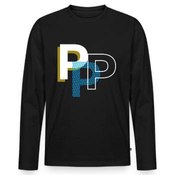 Lettre initiale P - T-shirt manches longues Premium bio Homme - noir - Devant - Nico (187cm)