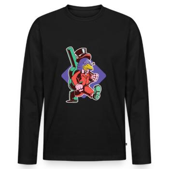 Musician chicken on travel - Men's Premium Organic Long Sleeve Shirt - black - Front - Nico (187cm)