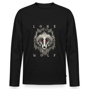 Lone Wolf Illustration Gift - Men's Premium Organic Long Sleeve Shirt - black - Front - Nico (187cm)