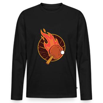 Burning PingPong Tischtennis - Männer Premium Bio Langarmshirt - Schwarz - Vorne - Nico (187cm)
