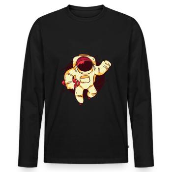Cool Football Astronaut Drawing - Men's Premium Organic Long Sleeve Shirt - black - Front - Nico (187cm)