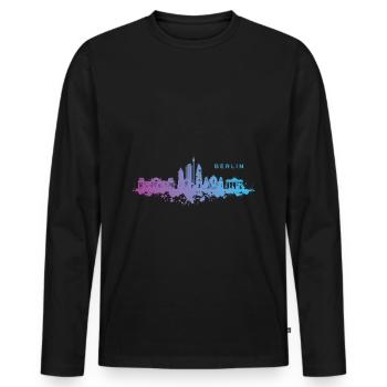 Colorful Berlin Motiv - Geschenkidee - Männer Premium Bio Langarmshirt - Schwarz - Vorne - Nico (187cm)