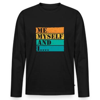 Moi moi-même et moi Retro Quote Statement - T-shirt manches longues Premium bio Homme - noir - Devant - Nico (187cm)