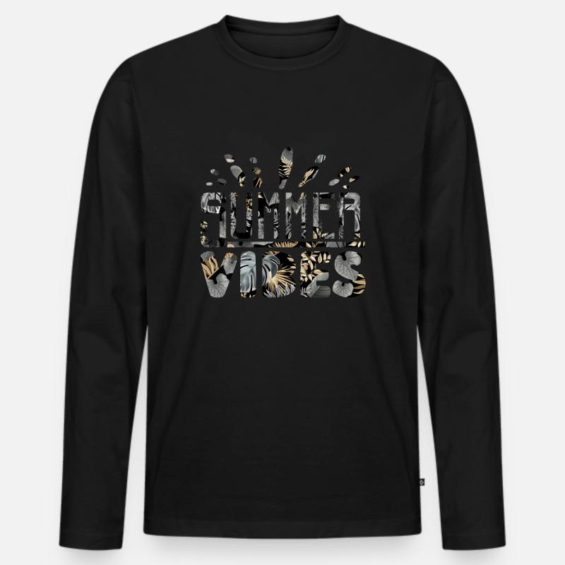 Summer Vibes Strand Urlaub - Männer Premium Bio Langarmshirt - Schwarz
