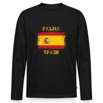 Parti Palma de Majorque Espagne Drapeau - T-shirt manches longues Premium bio Homme - noir - Devant - Nico (187cm)