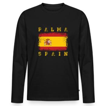 Parti Palma de Majorque Espagne Drapeau - T-shirt manches longues Premium bio Homme - noir - Devant - Nico (187cm)